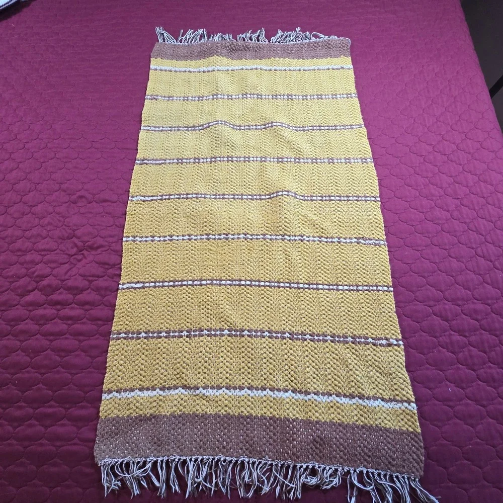 Rug Mustard Yellow Brown White 44